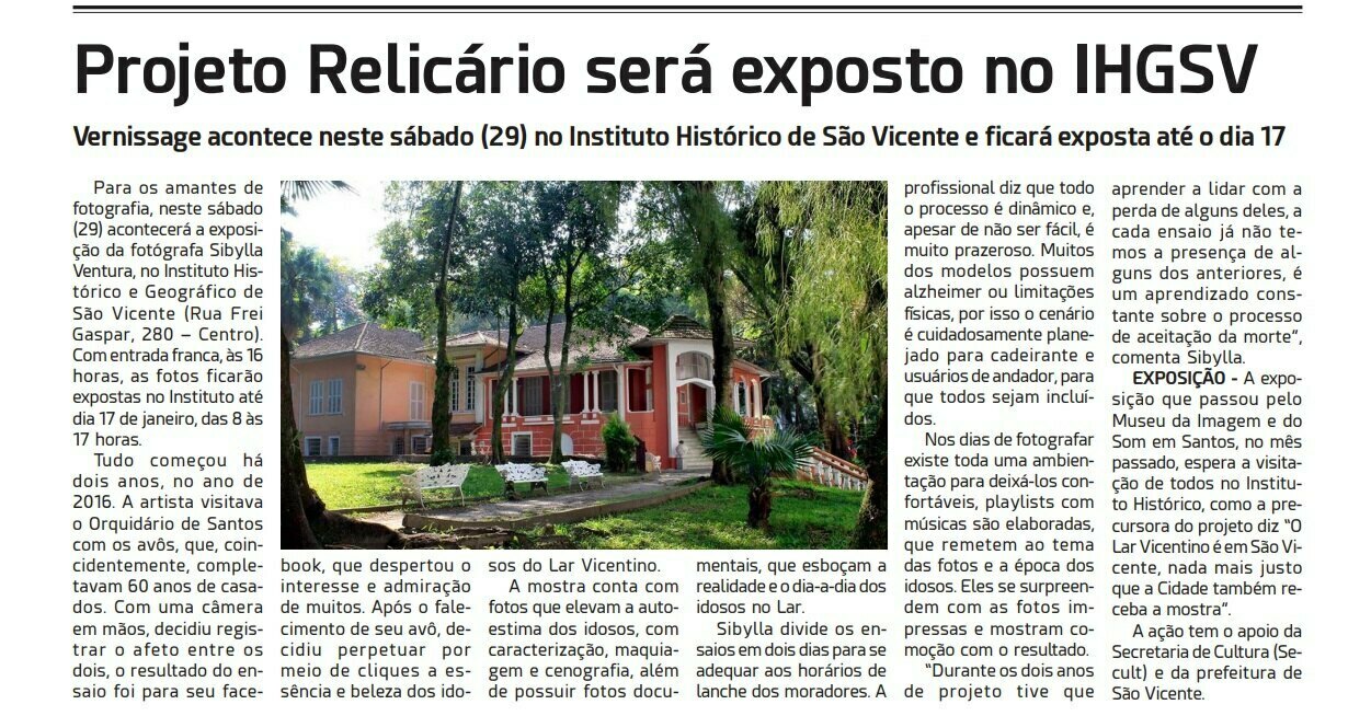 IHGSV - Projeto Relicário Exposição